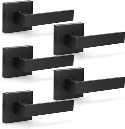 Vista 34 de KNOBWELL - Paquete de 1 manija para puerta delantera con llave y cerradura, manijas de palanca negras para puerta exterior, juego de cerradura