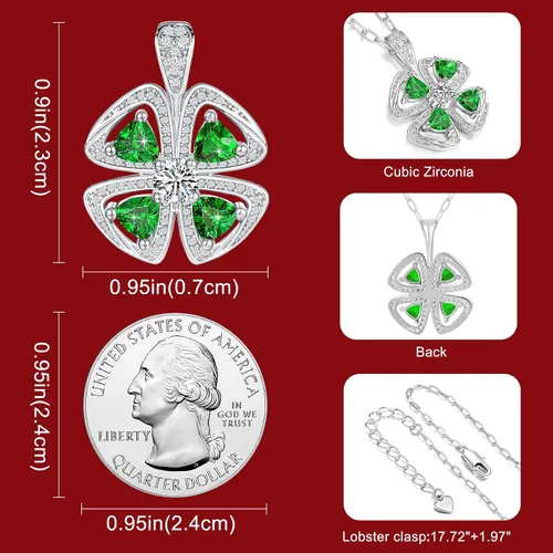 Vista 4 de IVWVI Collares con colgante para mujer collar giratorio de trébol de cuatro hojas con circonita cúbica 5A regalo de joyería para mujer el mejor