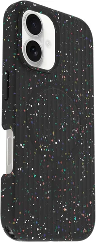 Vista 3 de OtterBox - Funda Core Series con MagSafe para iPhone 16 - Negro Carnival Night, diseño delgado de goma, acabado suave, bordes elevados