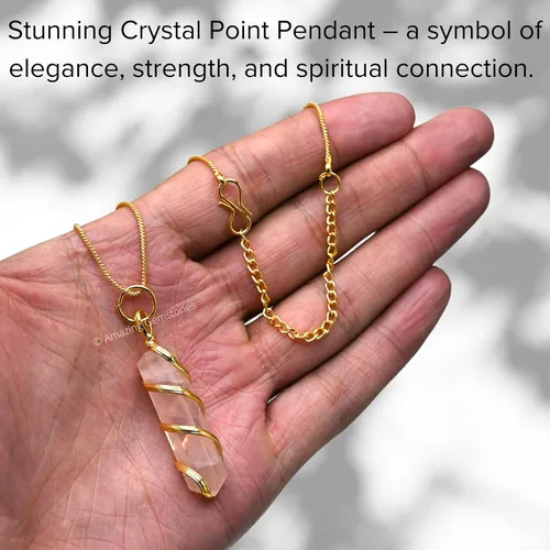 Vista 4 de Collar con dije de cristal de cuarzo rosa para mujer, envuelto en alambre dorado, delicado collar minimalista de cristal curativo para hombres