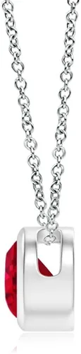 Vista 2 de ANGARA - Collar con colgante solitario de rubí natural con diamante en oro macizo de 14 quilates, platino para mujeres y niñas con cadena de 18