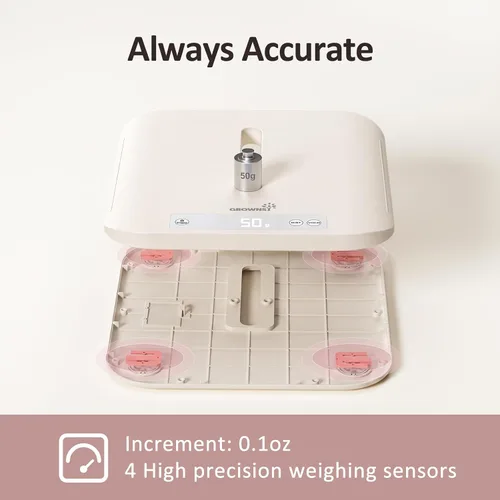 Vista 6 de GROWNSY Digital Baby Scale & Pet Scale Up to 330 lbs, Beige Accurate Weighing, 330 lb Capacity, Hold Function, 27" Height Measurement and