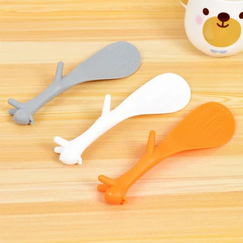 Vista 2 de AKOAK 3 piezas creativas herramientas de cocina para el hogar, encantadora cuchara de pie con forma de ardilla, cuchara de arroz antiadherente