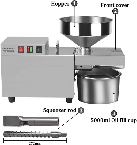 Vista 5 de YUEWO Máquina de prensa de aceite de cocina Extractor de prensa de aceite automático eléctrico Expulsor de aceite orgánico para lino de coco, maní