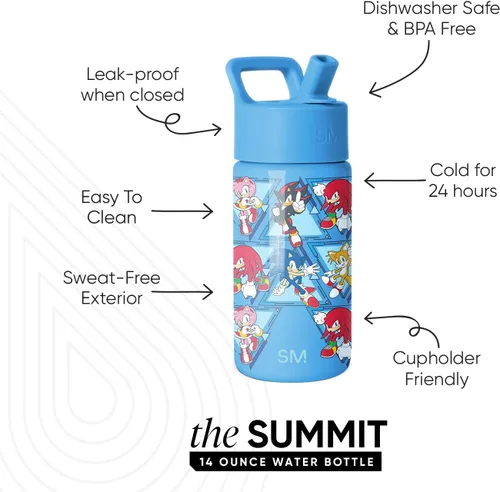 Vista 17 de Simple Modern DC Comics Batman - Botella de agua para niños con tapa con pajilla, vaso aislado de acero inoxidable de 14 onzas para niños, vaso a