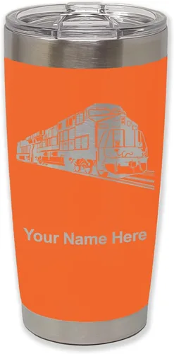 Vista 26 de LaserGram Vaso aislado al vacío de 20 onzas, tren de carga, grabado personalizado incluido (negro)