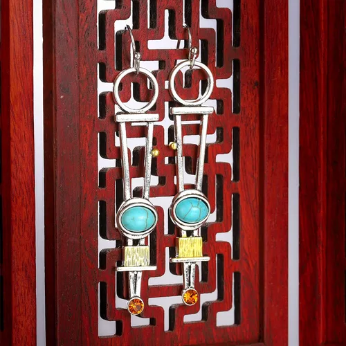 Vista 5 de Aretes bohemios hechos a mano, aretes bohemios, hechos a mano, joyería étnica antigua, aretes vintage para mujeres y niñas
