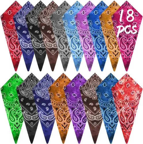Vista 8 de FEPITO 18 bandanas de cachemira, bandana de vaquero con estampado de cachemira Conjunto B