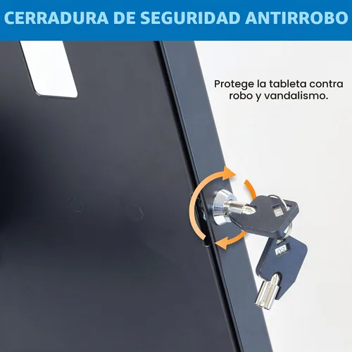 Vista 3 de Mount-It! Soporte de quiosco para iPad, con bloqueo antirrobo para tableta para encimera y montaje en pared, soporte de pared giratorio de 90°