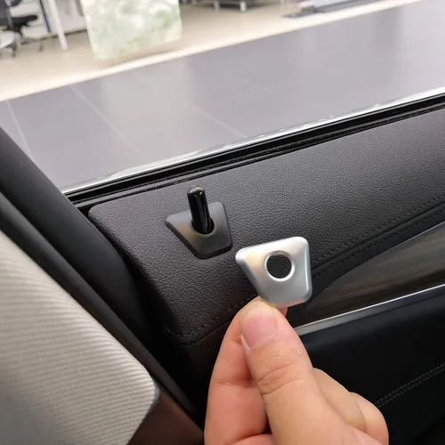 Vista 7 de 4 piezas de plástico ABS para cerradura de puerta de coche, accesorios para BMW 5 Series G30 2017-2020 (fibra de carbono)