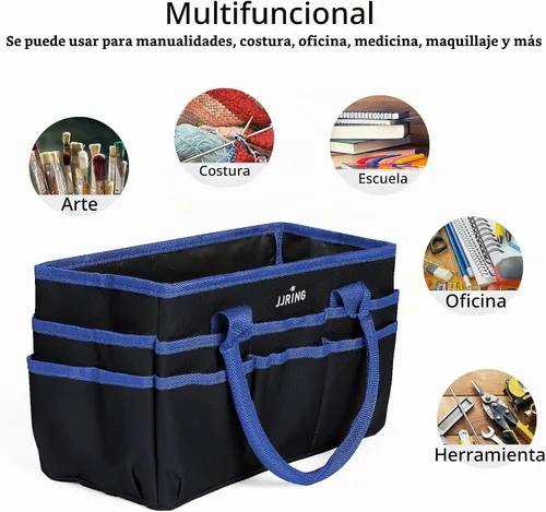 Vista 3 de JJRING Bolsa organizadora de nailon 600D para manualidades y arte, con Azul