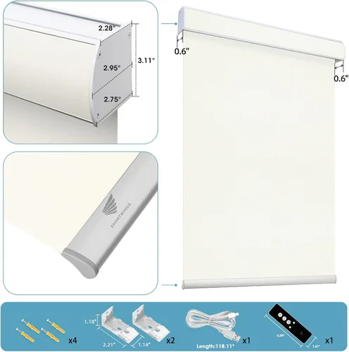 Vista 8 de SmartWings Z-Wave/Zigbee Smart - Persianas enrollables, vinilo beige Persianas motorizadas eléctricas 100% opacas con control remoto, persianas