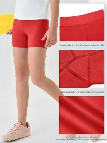 Vista 3 de Haloumoning Pantalones cortos deportivos para niñas, pantalones cortos de voleibol de cintura alta, pantalones cortos de yoga, danza, gimnasia