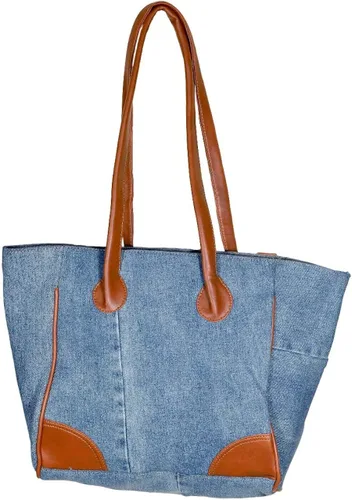 Vista 2 de THE VIADO Bolso de hombro de mezclilla para mujer, bolso de mano de gran capacidad con retro