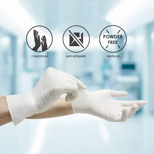 Vista 2 de Nuevos guantes desechables de látex, sin polvo, 100 por caja 1000 estuche Pequeño