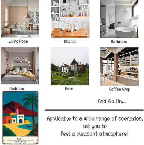 Vista 7 de Letreros de metal vintage de Sal Cabo Verde: arte de pared divertido de viaje moderno, póster de lata para hombre, cueva, oficina, hogar