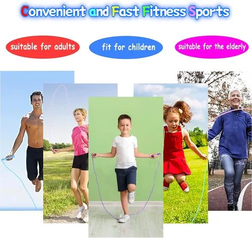 Vista 7 de Cuerda de saltar para niños, paquete de 6 cuerdas de saltar ajustables y ligeras para niños, estudiantes, niños y niñas, deportes al aire libre