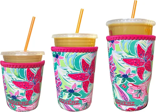Vista 82 de Funda Koverz para café helado, funda aislante de neopreno para taza, se ajusta a una taza de café de 32 Oz., lavable y reutilizable, accesorios