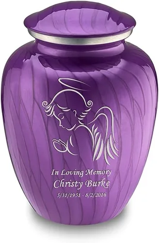 Vista 22 de Geturns - Pequeñas urnas de cremación de ángel personalizadas para cenizas humanas, urna funeraria negra para mujeres y hombres con capacidad