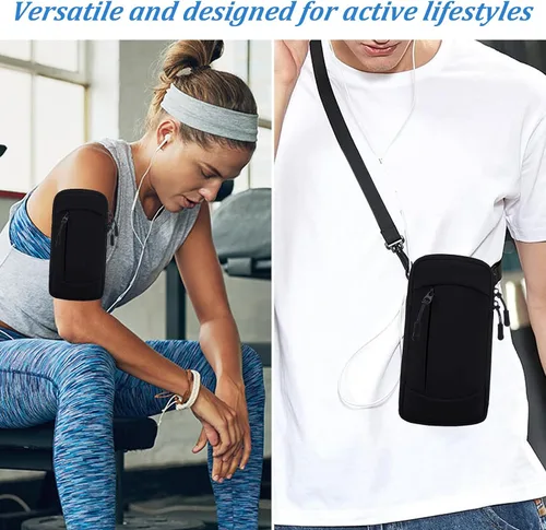Vista 2 de Soporte para teléfono celular con banda para el brazo, bolsa cruzada 2 en 1 para correr y caminar Hands-free carrying, breathable mesh back