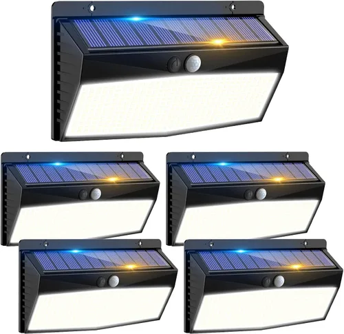 Vista 15 de 368 luces LED solares para exteriores con sensor de movimiento, valla solar con 3 modos de iluminación, seguridad alimentada, impermeable