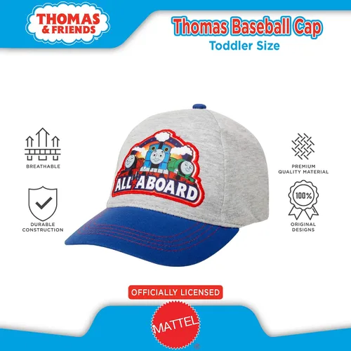 Vista 4 de Nickelodeon - Gorra de béisbol para niños pequeños Thomas The Train Curvado Brim Snap-Back Gorra de béisbol, Beísbol, 2-4T, Thomas Grey