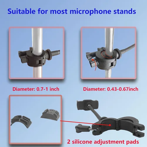 Vista 5 de Soporte de teléfono para micrófono, soporte flexible 360 para micrófono, poste de cuello de cisne ajustable, giratorio compatible con iPhone