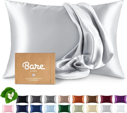 Vista 14 de Bare Home Funda de almohada 100% seda de morera para cabello y piel - Funda de almohada de seda ultra premium grado 6A 19 Momme - Cremallera oculta