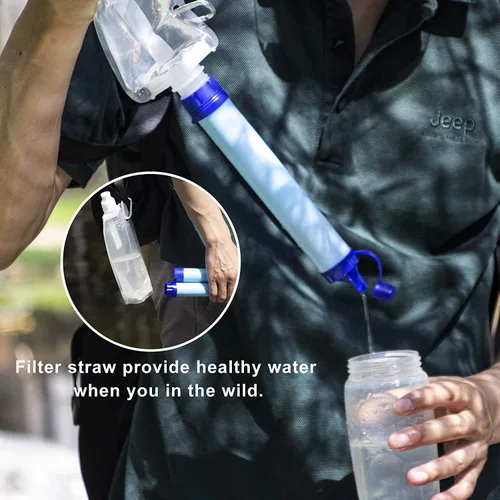 Vista 2 de Galaxy - Filtro de agua portátil portátil con popote purificador de filtración para senderismo, campamento, caza, viajes, supervivencia