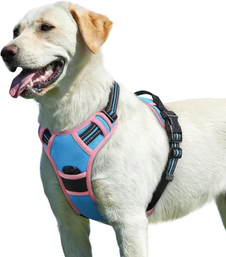 Vista 11 de Eagloo Arnés para perro pequeño, sin tirones, chaleco de servicio con tiras reflectantes y asa de control, ajustable y cómodo para caminar, arnés
