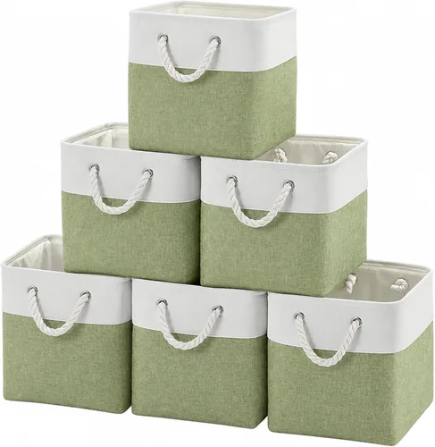 Vista 7 de Fabric Storage Cubes, 11 inch cube storage bin with Handles, 11x11cube storage organizer bins, Collapsible Storage Bins for Shelves and Home, Cubby