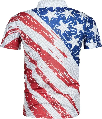 Vista 5 de Conjunto deportivo casual para hombre, diseño de bandera estadounidense, 2 piezas, conjunto de camiseta y pantalones cortos para el verano