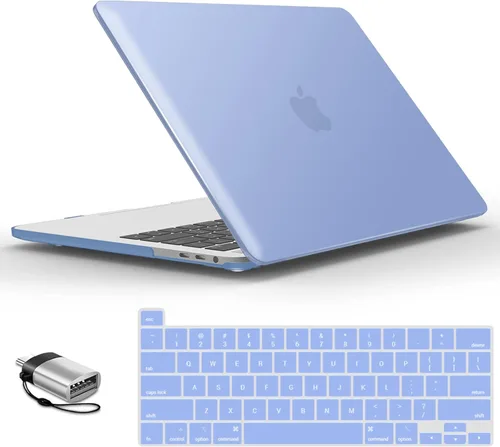 Vista 22 de IBENZER - Carcasa rígida de tacto suave para MacBook Pro de 13 pulgadas con Touch Bar y Touch ID, con funda de teclado y adaptador Type C