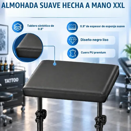 Vista 2 de POARMEEY Soporte para brazos XXL Tattoo con altura y ángulo ajustables Negro