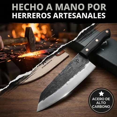 Vista 3 de Kitchen perfection Cuchillo de chef hecho a mano para cortar carne y cortar
