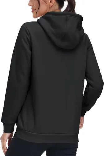 Vista 109 de MAGCOMSEN Sudaderas con capucha para mujer, con forro de sherpa, de vellón, para invierno, cálido, pesado, de algodón, con bolsillo