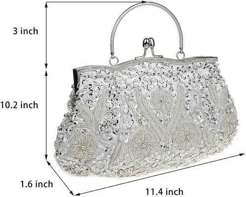 Vista 2 de TOTZY Bolsos de noche de lentejuelas rebordeadas 1920s bolso de embrague de boda fiesta noche monedero