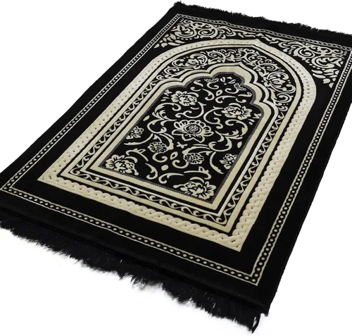Vista 4 de Modefa Alfombra de oración de terciopelo islámico turco, gruesa, ancha, suave, para hombres y mujeres, tapete de oración grande, regalo de Eid