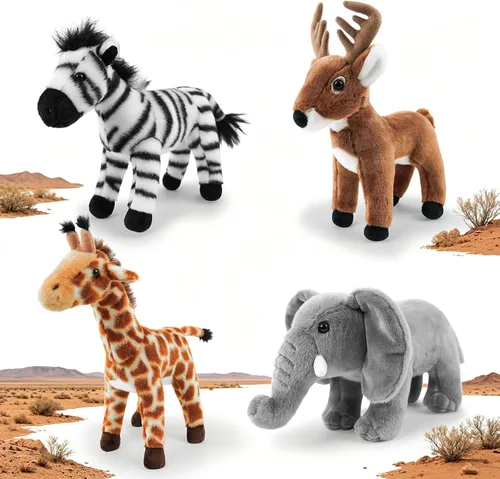 Vista 9 de Juego de 4 animales de peluche de granja de 8 pulgadas – cerdo, cabra, vaca y burro, juguetes ultrasuaves y lavables para niños, adorable decoración