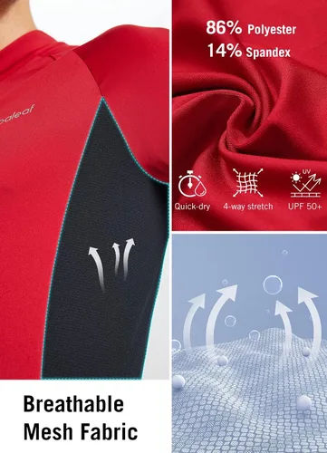 Vista 3 de BALEAF Camiseta de ciclismo de manga larga para hombre, para ciclismo de carretera, para bicicleta de montaña, bolsillos con cremallera completa