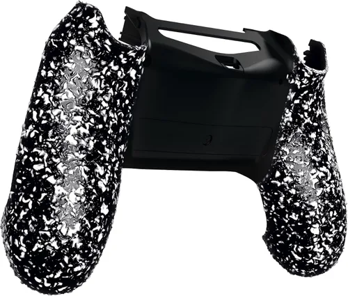 Vista 3 de eXtremeRate Carcasa trasera personalizada con textura blanca, cómoda, antideslizante, cubierta 3D, carcasa inferior de repuesto compatible con PS4