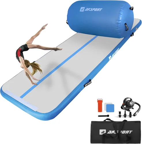 Vista 11 de AKSPORT Air Roller - Barril de aire para flexiones de espalda y resortes de mano, entrenamiento con bomba de aire eléctrica para uso Azul