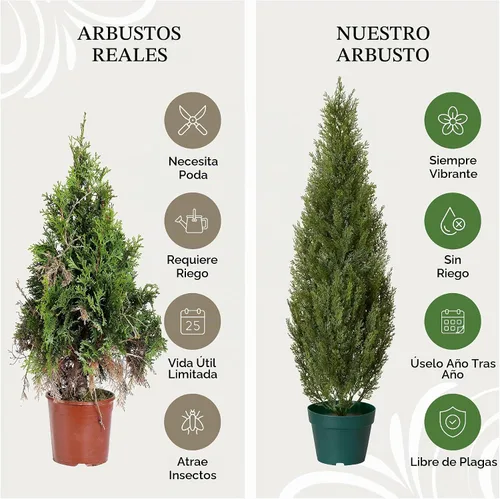 Vista 4 de Pino Thuja de plástico National Tree con maceta de plástico redonda, verde oscuro