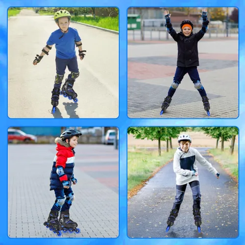 Vista 6 de Patines en línea para niños y niñas, jóvenes y adultos, patines de ruedas ajustables para hombres y mujeres con ruedas completas iluminadas, patines