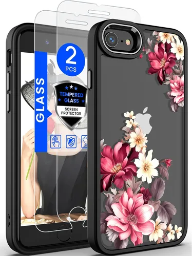 Vista 9 de Dretal Funda para iPhone SE 2022/2020, iPhone 8/7, con 2 protectores de pantalla, probada contra caídas de grado militar, parte trasera dura y borde