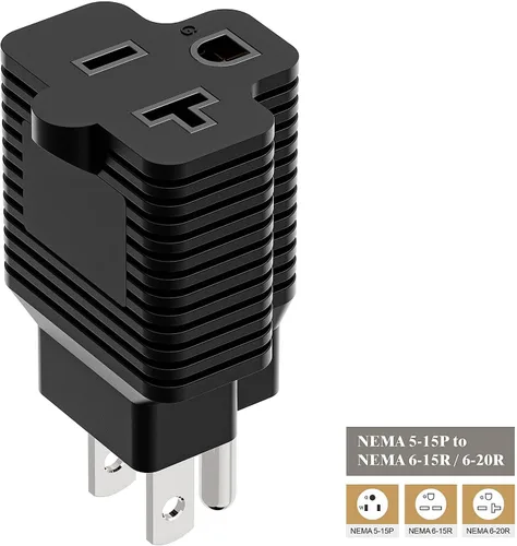Vista 5 de Nema Adaptador de enchufe de 15 amperios a 20 amperios con certificación ETL NEMA 5-15P a 5-15/20R (peine de 20 amperios T Blade) 15 Amp enchufe