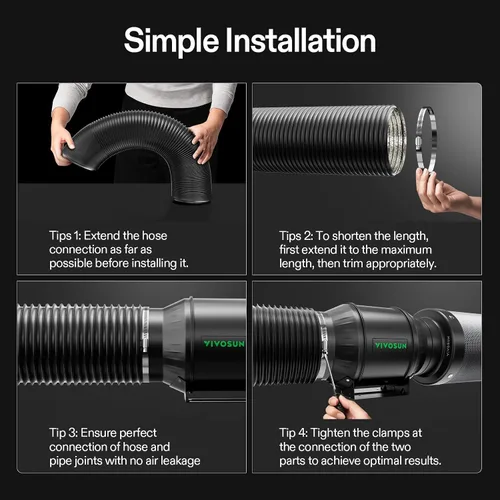 Vista 8 de VIVOSUN Conducto de aluminio flexible de 3 pulgadas y 8 pies con 2 Negro