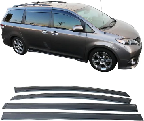 Vista 2 de IKON MOTORSPORTS Visor para ventana, compatible con Toyota Sienna 2011-2020, visor de ventana de policarbonato inyectado para proteger de la lluvia