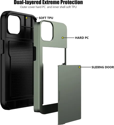 Vista 19 de Nvollnoe - Funda para iPhone 14 con tarjetero [tienda de 5 tarjetas] Negro - Almacenamiento más grande