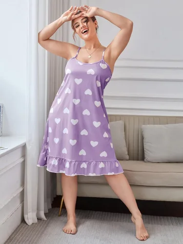 Vista 4 de SHENHE Camisón sin mangas con dobladillo con volantes para mujer, talla grande, con máscara de ojos